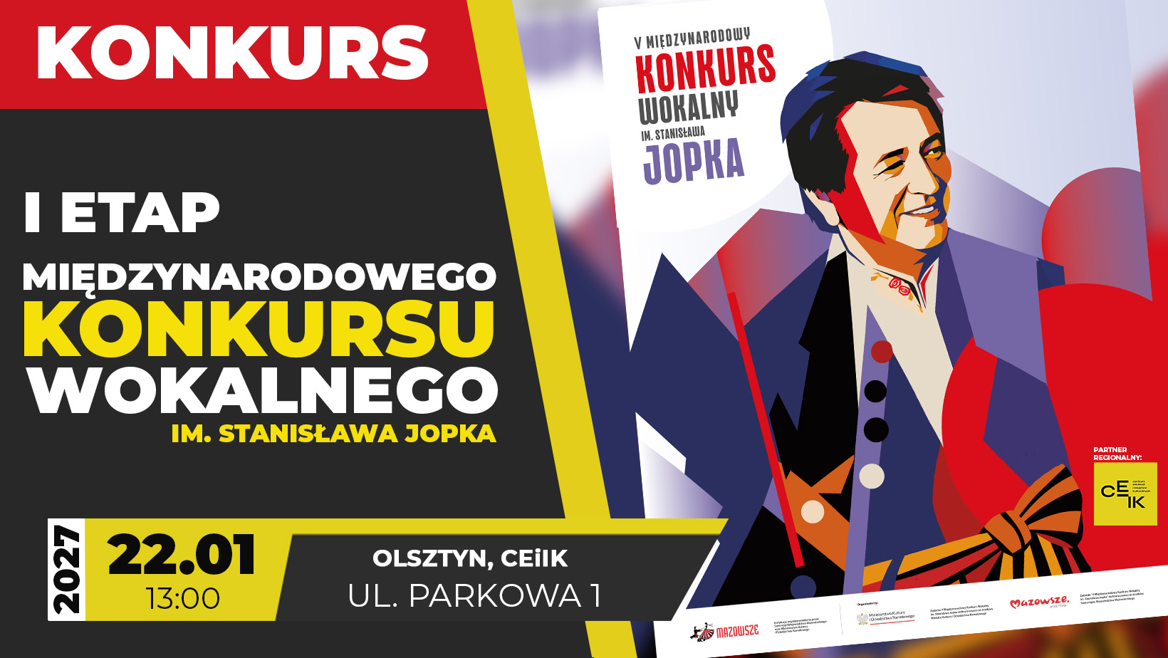 22.01.2027 - Przesłuchania w Olsztynie - V Międzynarodowy Konkurs Wokalny im. Stanisława Jopka